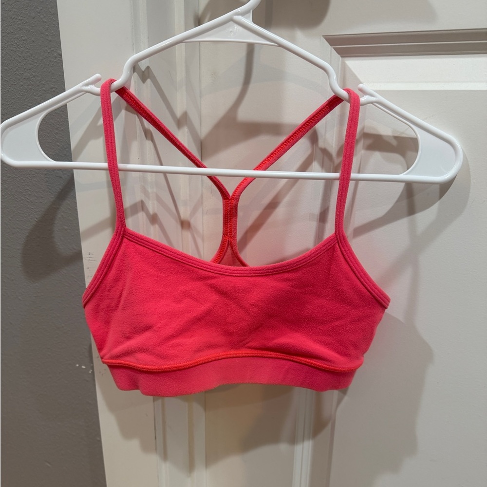 Lululemon Flow Y sports bra, neon pink, size 4